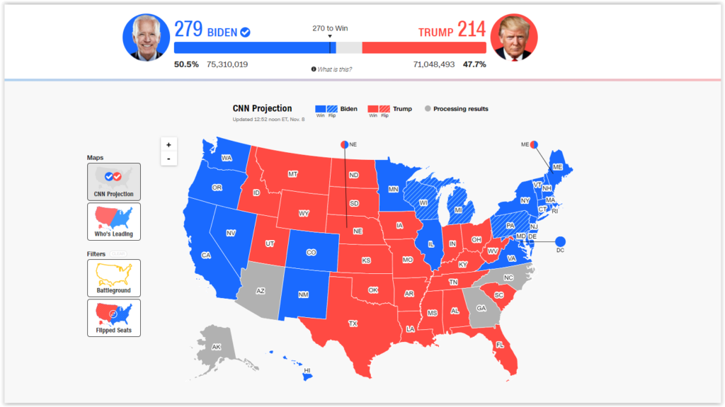 Electoral Map Election 2020 Biden win